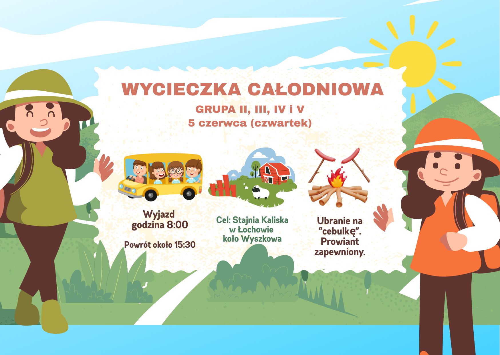 ______WYCIECZKA CAŁODNIOWA______   5 czerwca (czwartek) - grupa II,III,IV,V