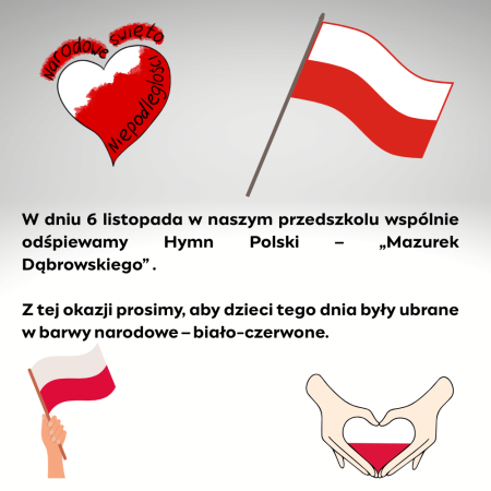 UROCZYSTE ODŚPIEWANIE HYMNU POLSKI - 6 LISTOPADA  (CZWARTEK)