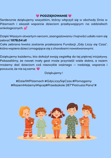 PODZIĘKOWANIA - DZIEŃ W PIŻAMACH 