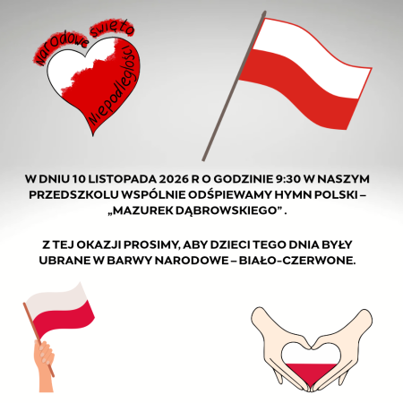 DZIEŃ NIEPODLEGŁOŚCI - SZKOŁA DO HYMNU - 10.11.2026 GODZ. 9:30